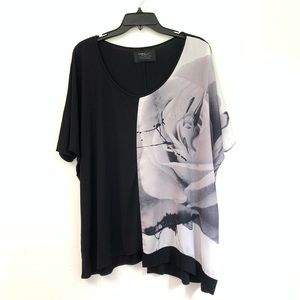 Zara Basic T-Shirt Special Edition Rose Print